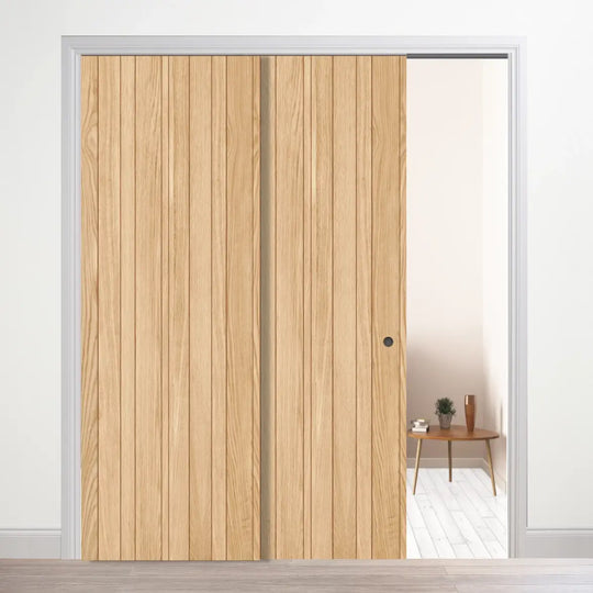 Montreal Oak Telescopic Pocket Door System