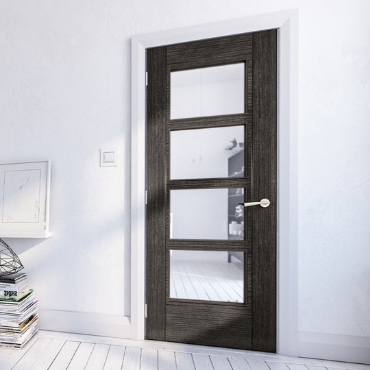Montreal Dark Grey Ash Door With Clear Glass