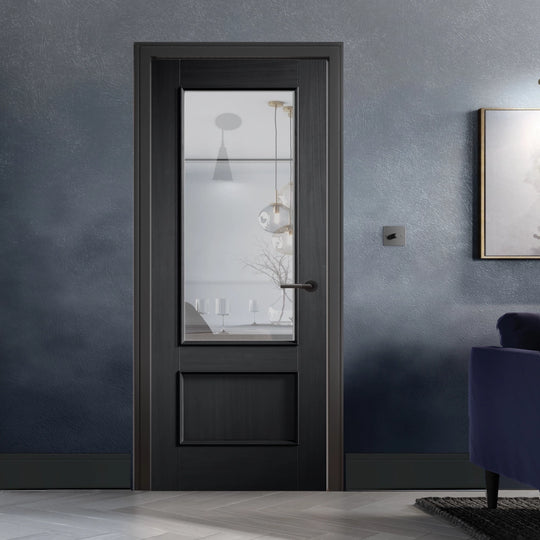 Black Charcoal Murcia Clear Glazed Internal Door