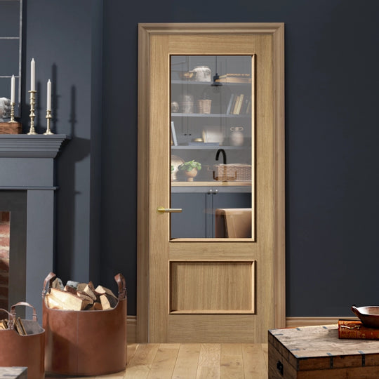 Oak Murcia Clear Glazed Internal Door Fully Finished