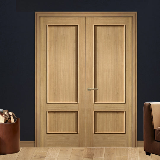 Oak Murcia 2 Panel Internal Door Pair Fully Finished
