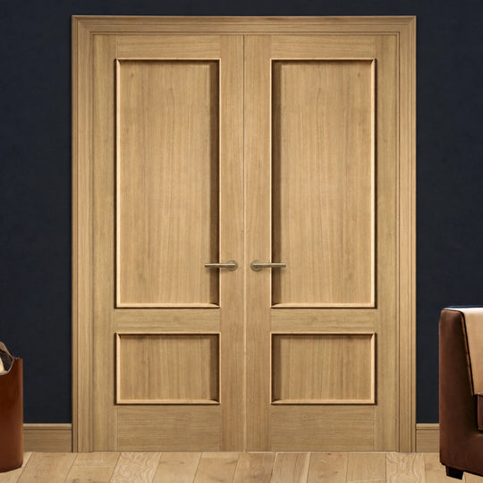 Oak Murcia 2 Panel Internal Door Pair Fully Finished