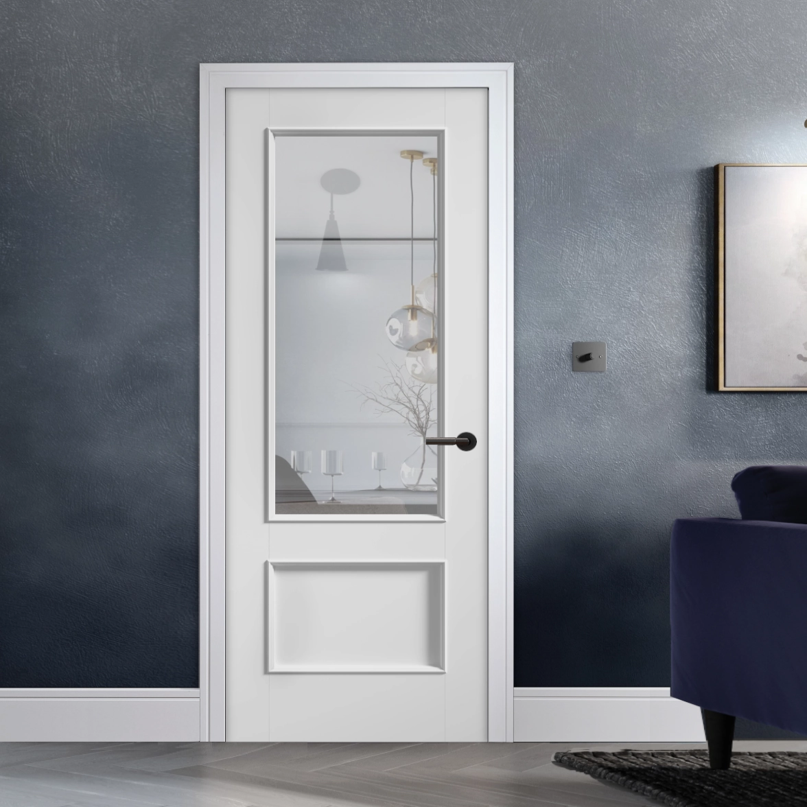 Murcia 2 Panel Clear Glazed White Internal Door – Emerald Doors