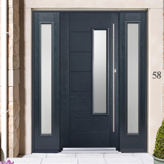 GRP Glazed Newbury Grey Composite Grand Entrance Doors