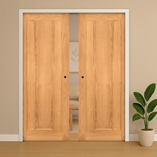 Norwich Oak Double Pocket Door Set