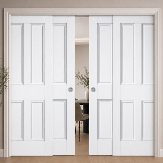 Nostalgia 4P White 4 Door Telescopic Pocket Door System