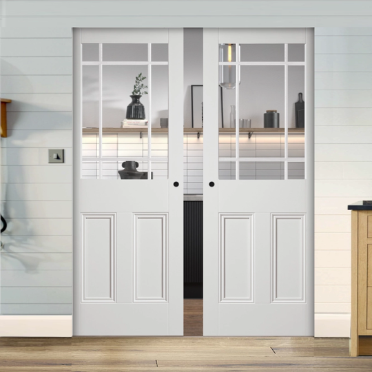 Nostalgia White Downham 9L Flush Double Pocket Door Set