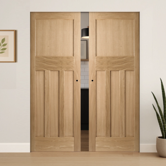 Nostalgia Oak DX30 Flush Double Pocket Door Set