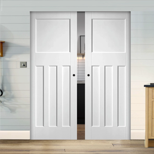 Nostalgia White DX30 Flush Double Pocket Door Set