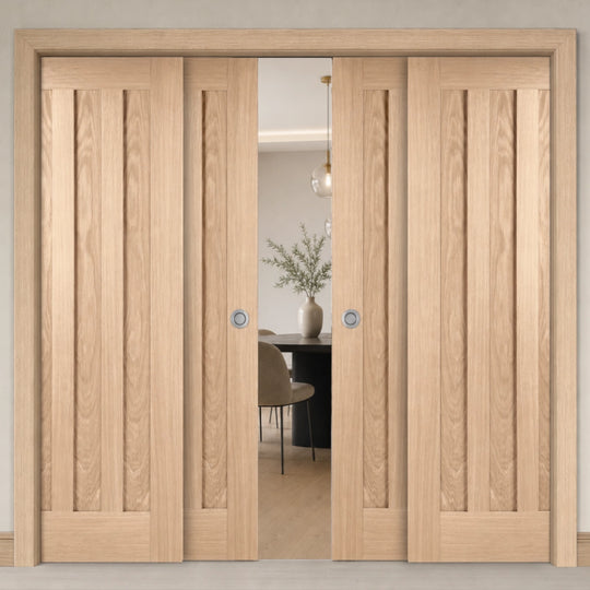 Idaho Oak 4 Door Telescopic Pocket Door System