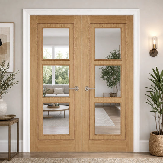 Contemporary Inlay 3L Clear Glazed Door Pair