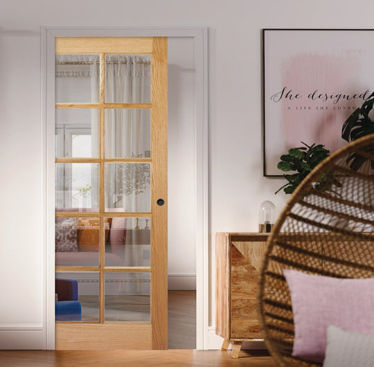 Elegance SA10L Clear Glazed Pocket Door Set