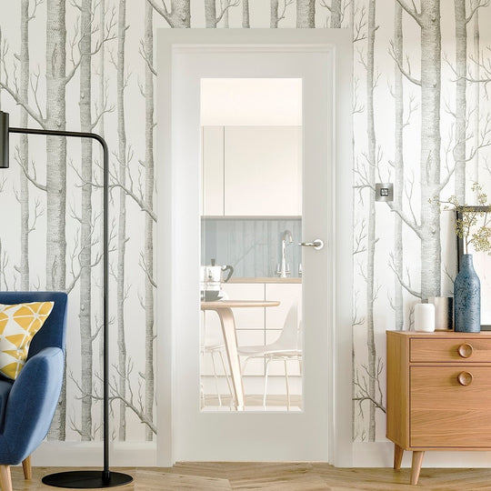 Cesena White Door with Clear Bevelled Glass