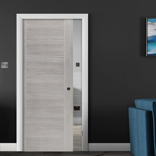Palermo White Grey Laminate Fire Pocket Door System