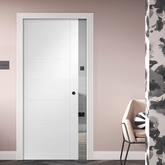 Palermo White Fire Rated Pocket Door System