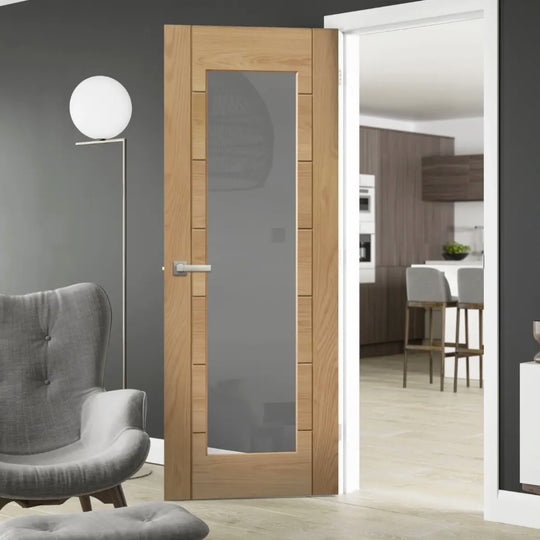 Palermo Essential Oak 1 Light Door with Clear Glass Fully Finished