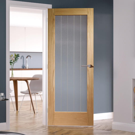 Suffolk Essential Oak Pattern 10 Door with Clear Etched Glass