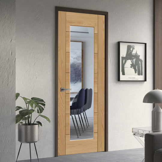 Palermo Oak 1 Light Clear Glazed Fire Door