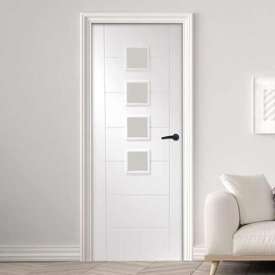 Palermo White Obscure Glazed Door