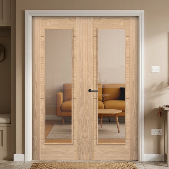 Palomino Oak Clear Glazed Door Pair