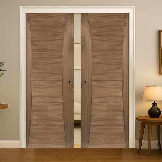 Pamplona Walnut Double Pocket Door Set