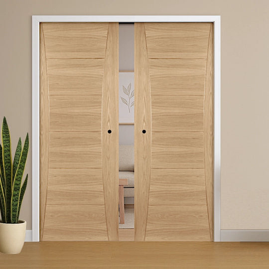 Pamplona Oak Double Pocket Door Set