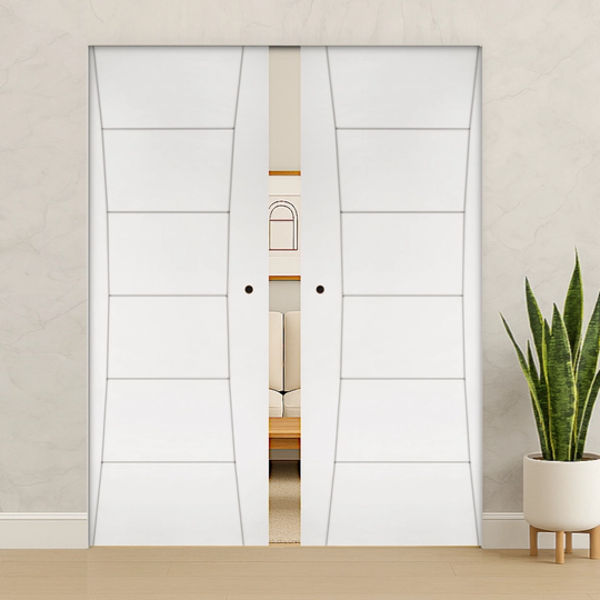 Pamplona White Flush Double Pocket Door Set