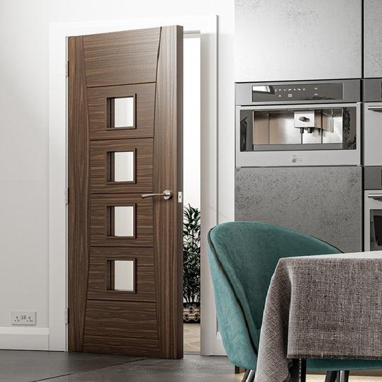 Pamplona Walnut Clear Glazed Door