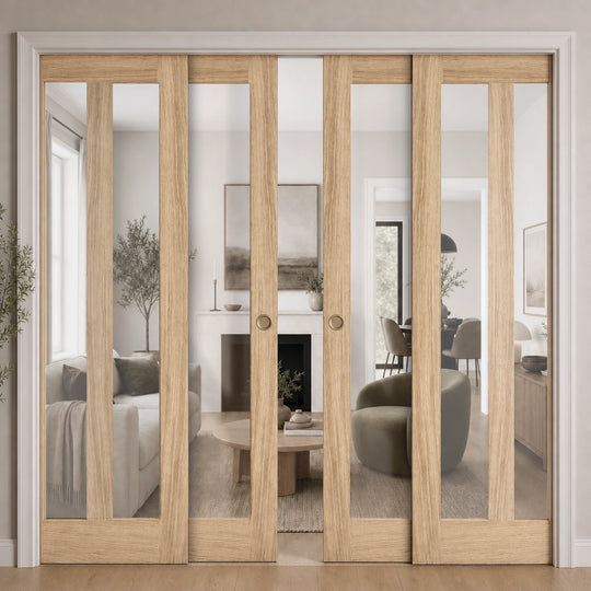Pattern 10 Clear Glazed 4 Door Telescopic Pocket Door System