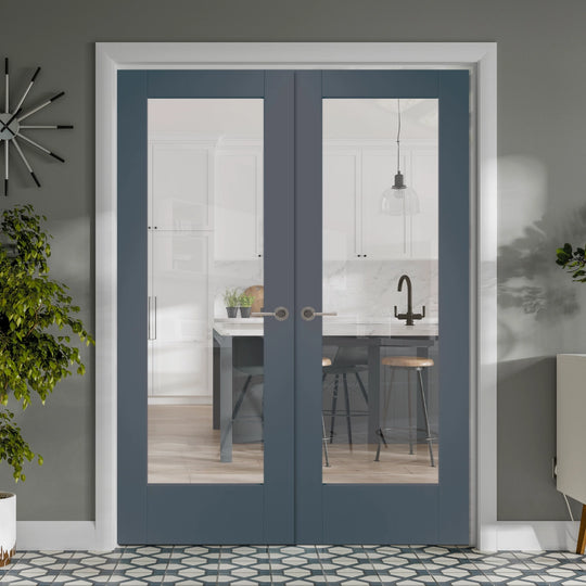 Pattern 10 Custom Colour Clear Glazed French Doors