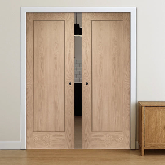 Pattern 10 Oak Double Pocket Door Set