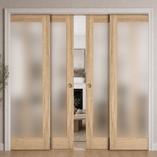 Pattern 10 Obscure Glazed 4 Door Telescopic Pocket Door System