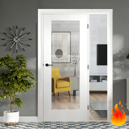 Custom Made 1L White Fire Door Set with Side Panel