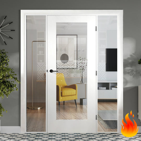 Custom Made 1L White Fire Door Set with Side Panels