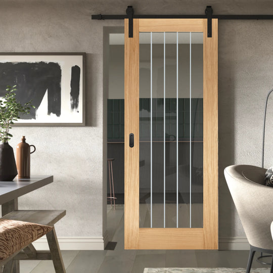 Mexicano Oak Pattern 10 Face Mounted Sliding Door Set