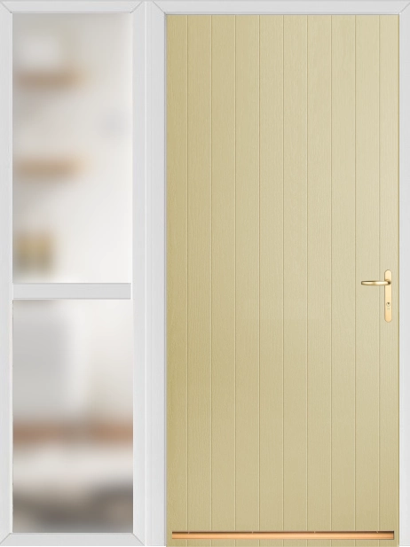 Pebble Tongue and Groove External Fire Door Set with Sidelight