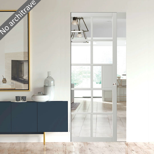 Plaza White Clear Glazed Flush Pocket Door Set