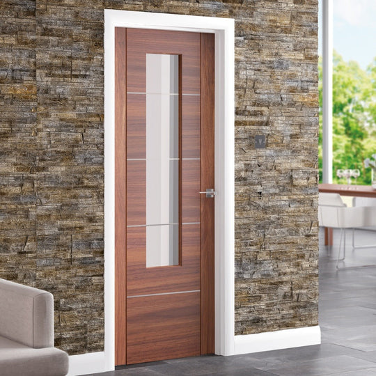 Portici Walnut Glazed Internal Door