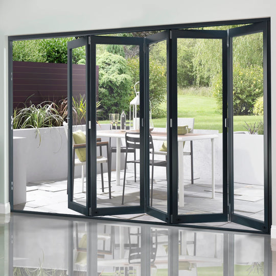 12ft Slimline Grey Timber External Bifold Door Set