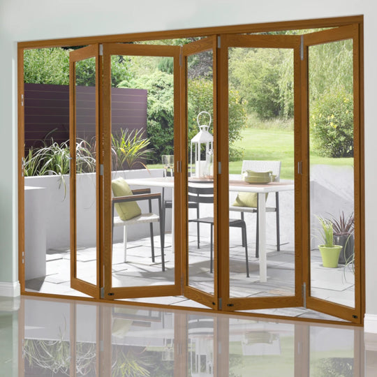 12FT Slimline Oak External Bifold Door Set