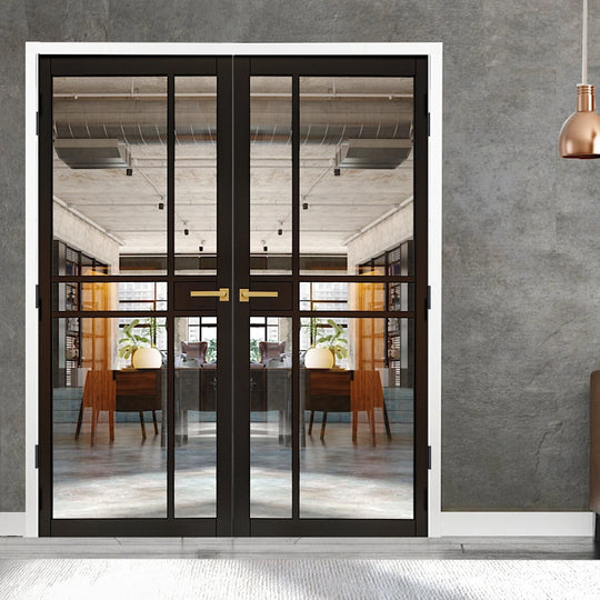 Pryda Black Clear Glazed Industrial Style Door Pair