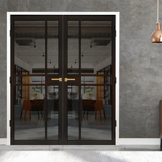 Pryda Black Tinted Glazed Industrial Style Door Pair