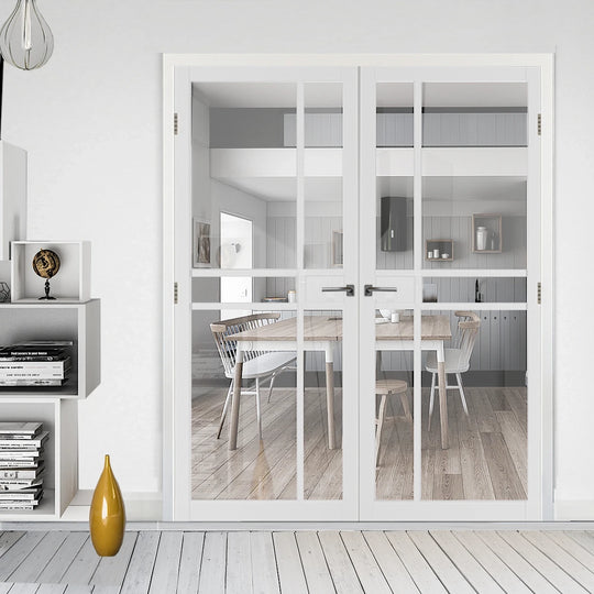 Pryda White Clear Glazed Industrial Style Door Pair