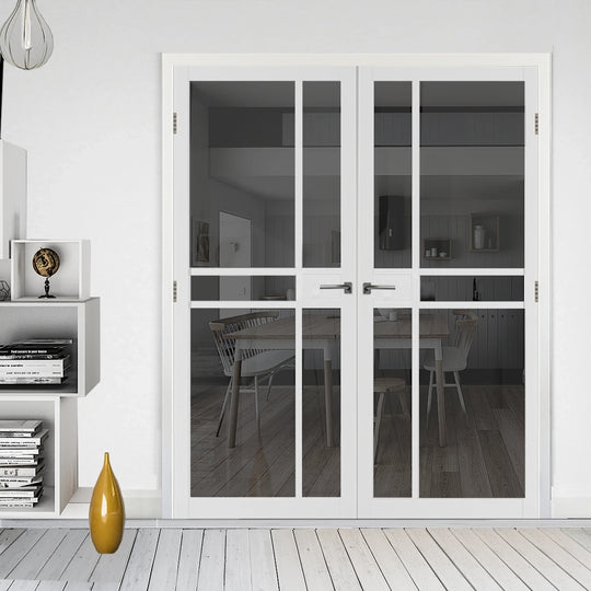 Pryda White Tinted Glazed Industrial Style Door Pair