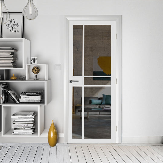 Pryda White Tinted Glazed Industrial Style Door