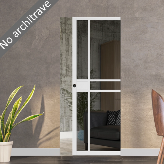 Pryda White Tinted Glazed Flush Pocket Door Set