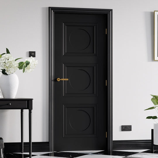 Antwerp 3 Panel Black Internal Fire Door