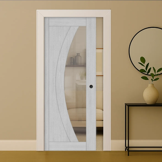 Ravello Light Grey Clear Glazed Pocket Door Set