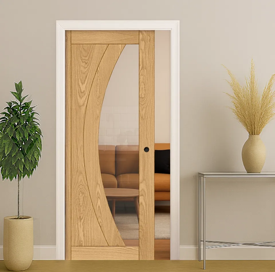 Ravello Oak Glazed Pocket Door Set