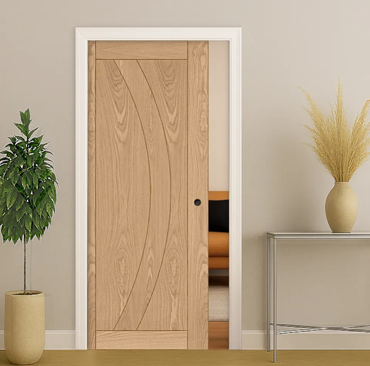 Ravello Oak Pocket Door Set Fully Finished